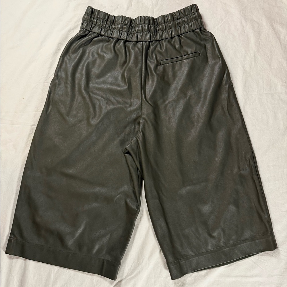 Phillip Lim Vegan Leather Culottes in Dark Olive Size 6 - Picture 3 of 12